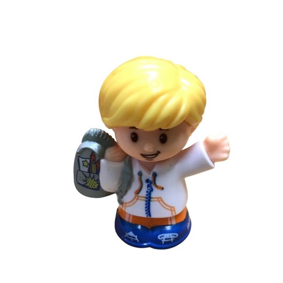Little People Boy Figure Eddie W/ Backpack School Bus Replacement Fisher Price - Picture 1 of 6